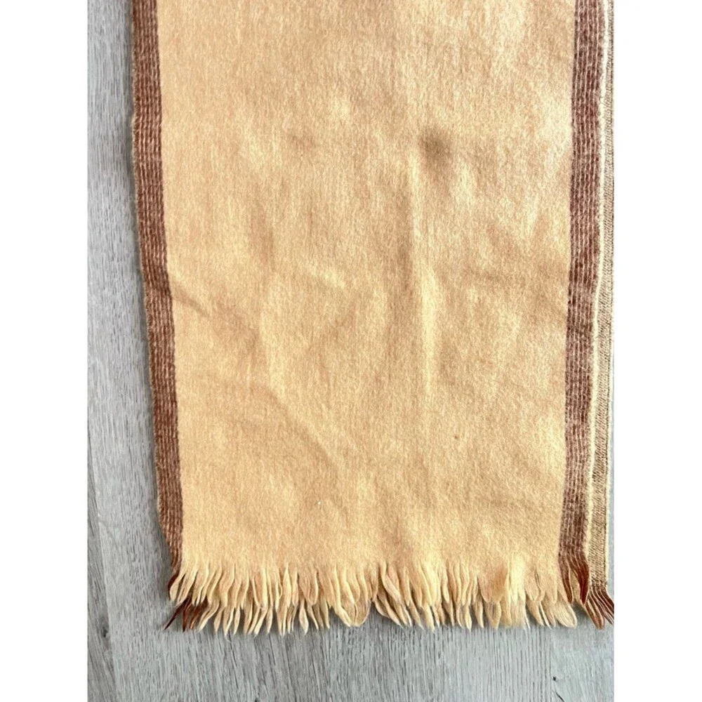 Christian Dior Wool Scarf Beige Fringe Logo Luxury Unisex Winter Wrap
